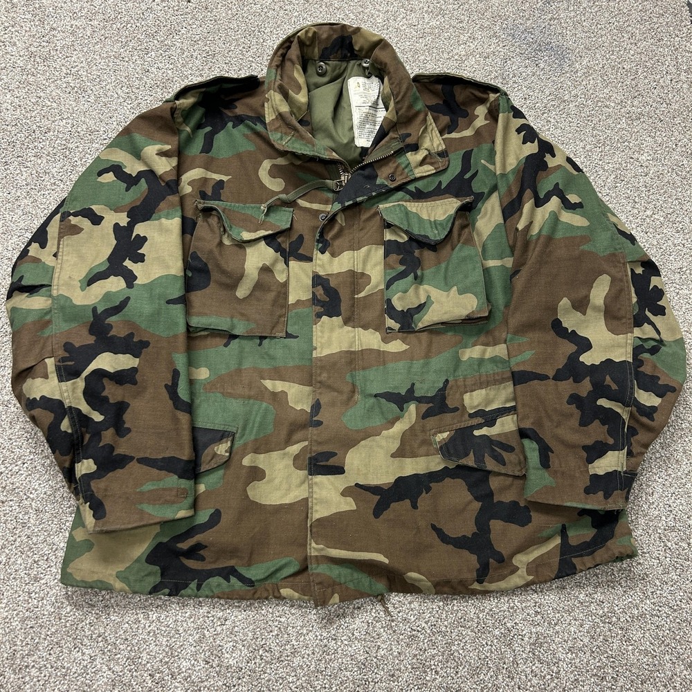 Alpha Industries Coat Mens XL Green Camo Cold Weather Field Canvas Military USA